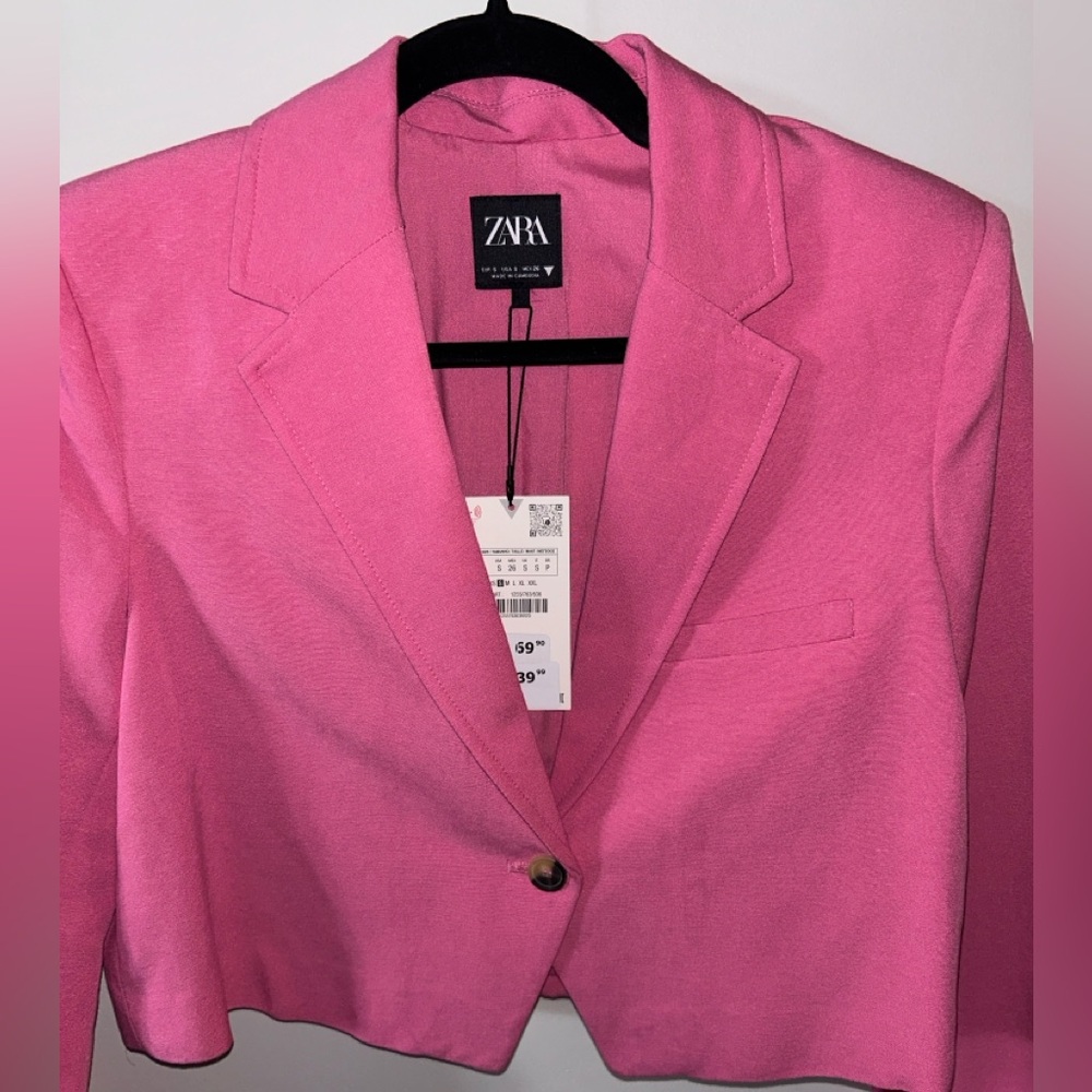 ZARA PINK CROPPED BLAZER NWT